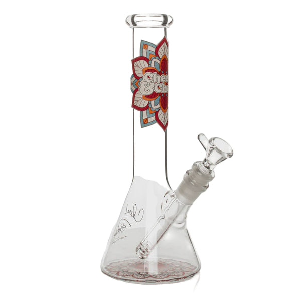 Cheech & Chong Glass 10" Tall Glow In The Dark Water Pipe