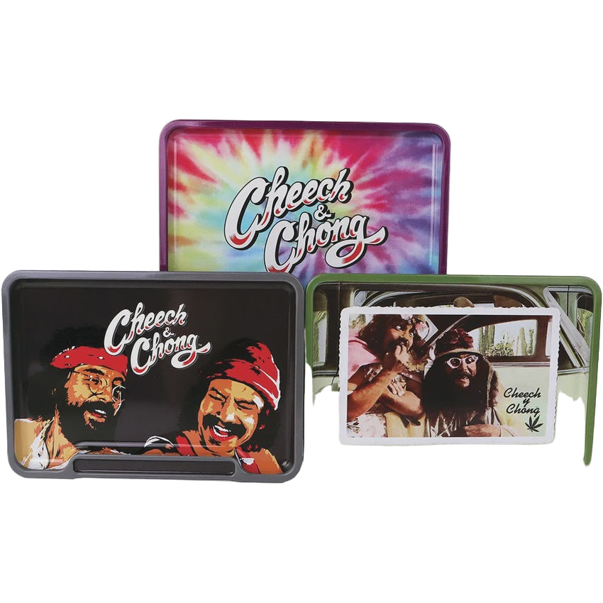 Cheech & Chong Metal Rolling Tray Stash Box | 8"x5.75" | Assorted Designs